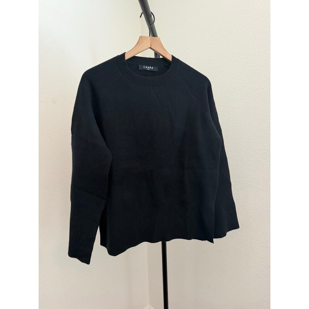 New NWT CAARA blackcrewneck knit sweater size L - Picture 2 of 4